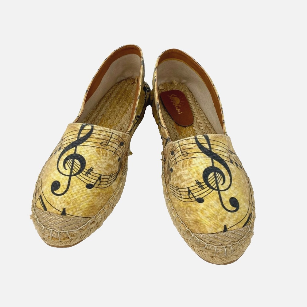 New Sundias Espadrilles Shoes Flats Womens 9 Musical Notes 40 Alpargatas Loafers